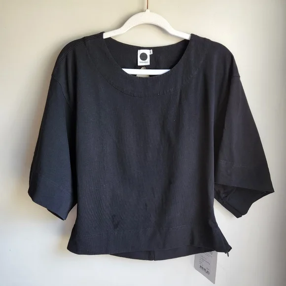 Bassike Double Jersey Batwing Short Sleeve T-shirt In Black Size XL - Picture 2 of 8